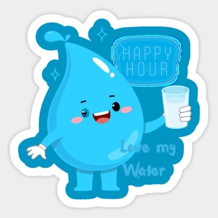 Happy Hour Love My Water Sticker